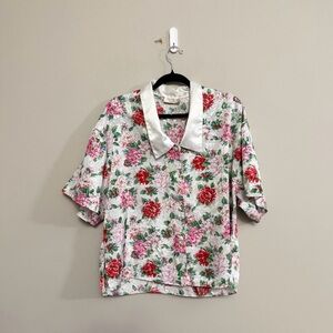 Victoria’s Secret vintage floral printed gold label Y2K night shirt blouse